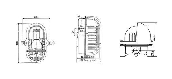 Desenho Técnico da Luminária IPTP 28 - Wetzel